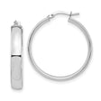 14k White Gold Hoop Earrings, Large Round Hoops with High Polish Finish, Hinged Closure