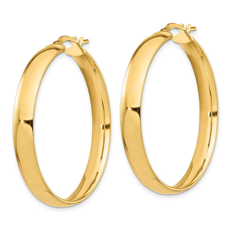 14k Yellow Gold Hoop Earrings, Polished Classic Round Hoops, Lightweight Minimalist Jewelry