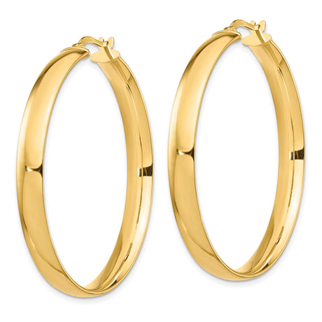 14k Yellow Gold Hoop Earrings, Classic Medium Round High Polish Design for Women