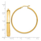 14k Yellow Gold Hoop Earrings, Classic Medium Round High Polish Design for Women