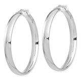 14k White Gold Hoop Earrings, Lightweight Round Design with High Polish Finish for Women