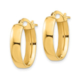 14k Yellow Gold Oval Hoop Earrings, High Polish Finish, Snap Lock Closure, Lightweight Minimalist Style