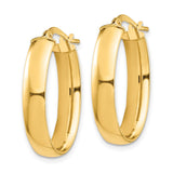 14k Yellow Gold Oval Hoop Earrings, Hinged Clasp, High Polish Finish, Lightweight Classic Design