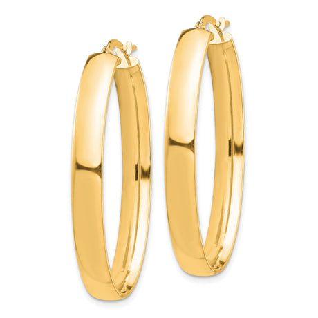 14k Yellow Gold Oval Hoop Earrings, Polished Finish, Classic Minimalist Style for Women