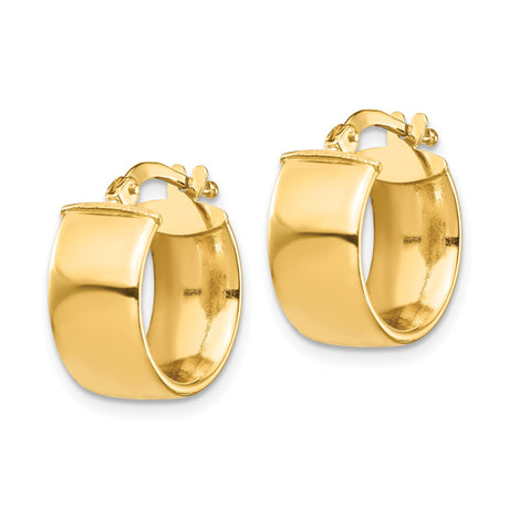 14k Yellow Gold Hoop Earrings, Polished Finish, Hinged Snap Backs, Lightweight Unisex Design