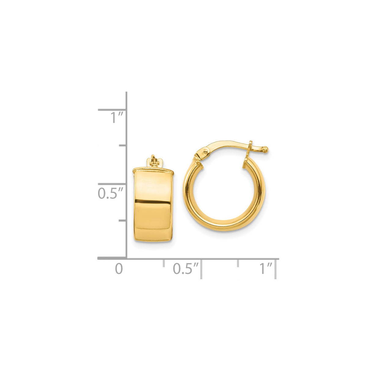 14k Yellow Gold Hoop Earrings, Polished Finish, Hinged Snap Backs, Lightweight Unisex Design