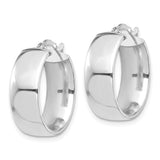 14k White Gold Hoop Earrings, Wide Dome Polished Minimalist Design for Women or Unisex Wear