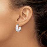 14k White Gold Hoop Earrings, Wide Dome Polished Minimalist Design for Women or Unisex Wear