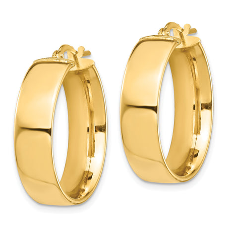 14k Yellow Gold Hoop Earrings, Classic Round Tube Design, High Polish Finish