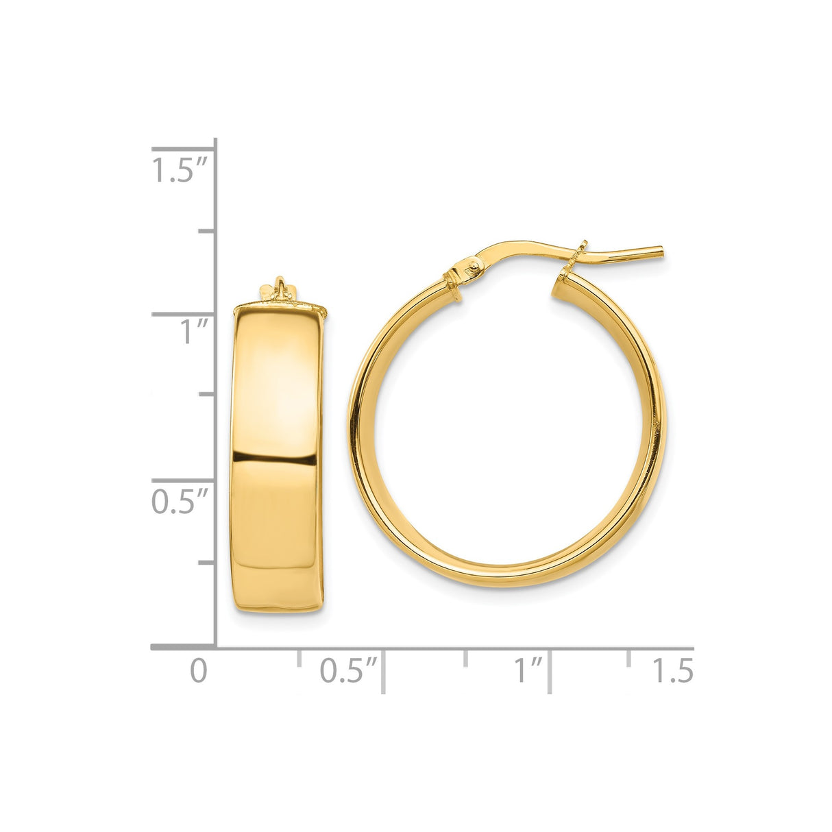 14k Yellow Gold Hoop Earrings, Classic Round Tube Design, High Polish Finish