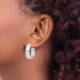 14k White Gold Hoop Earrings, Classic Round Polished Minimalist Design for Women