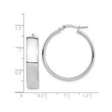 14k White Gold Hoop Earrings, Classic Round High Polish Minimalist Design for Women