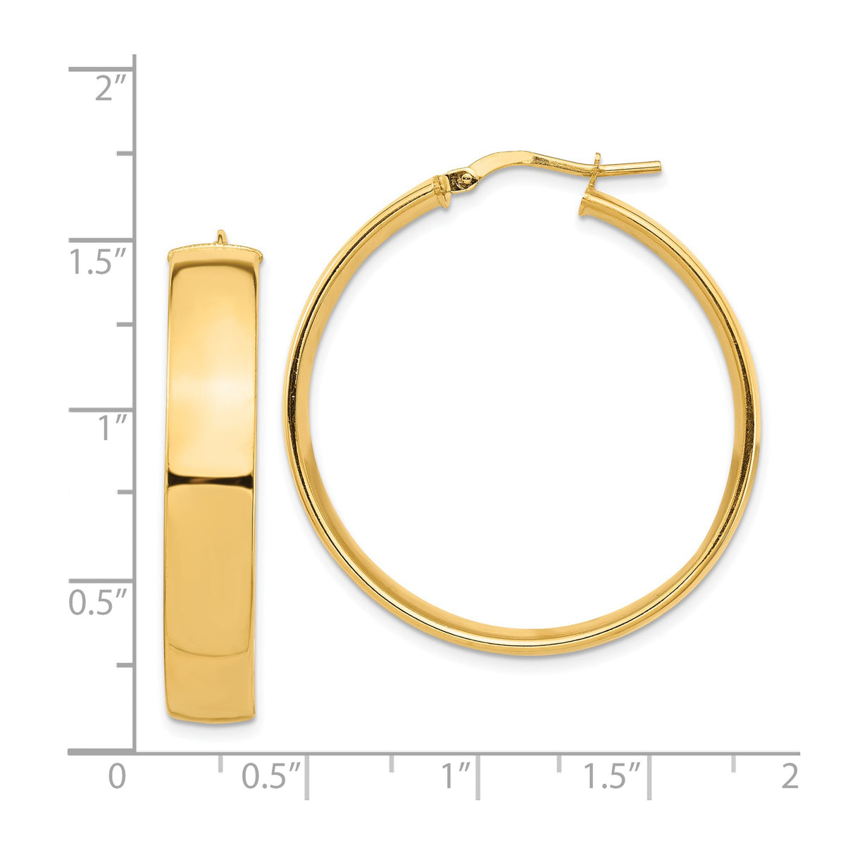 14k Yellow Gold Hoop Earrings, Classic Round Shape with Smooth High Polish Finish for Women