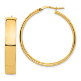 14k Yellow Gold Hoop Earrings, Classic Round Shape with Smooth High Polish Finish for Women