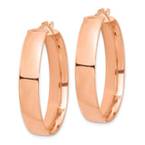 14k Rose Gold Hoop Earrings, Wide Polished Design, Minimalist Classic Style for Women