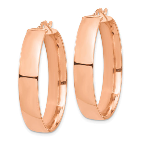 14k Rose Gold Hoop Earrings, Wide Polished Design, Minimalist Classic Style for Women