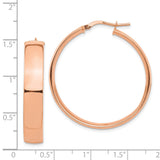 14k Rose Gold Hoop Earrings, Wide Polished Design, Minimalist Classic Style for Women
