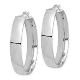14k White Gold Hoop Earrings, Classic Round Polished Design, Lightweight Modern Style