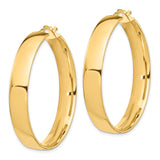 14k Yellow Gold Hoop Earrings, Classic Polished Finish, Bold Wide Design, Lightweight and Minimalist