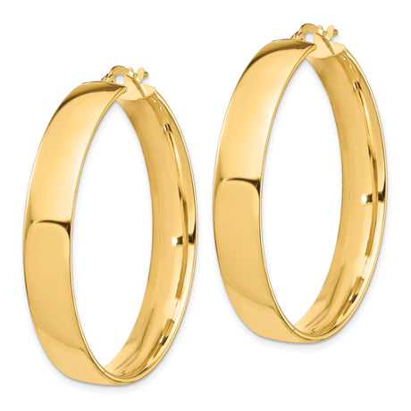 14k Yellow Gold Hoop Earrings, Classic Polished Finish, Bold Wide Design, Lightweight and Minimalist