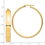 14k Yellow Gold Hoop Earrings, Large Flat Edge Design with High Polish Finish