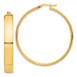 14k Yellow Gold Hoop Earrings, Large Flat Edge Design with High Polish Finish
