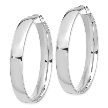 14k White Gold Hoop Earrings, Polished High-Shine Finish, Classic Round Minimalist Style