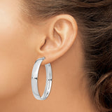 14k White Gold Hoop Earrings, Polished High-Shine Finish, Classic Round Minimalist Style