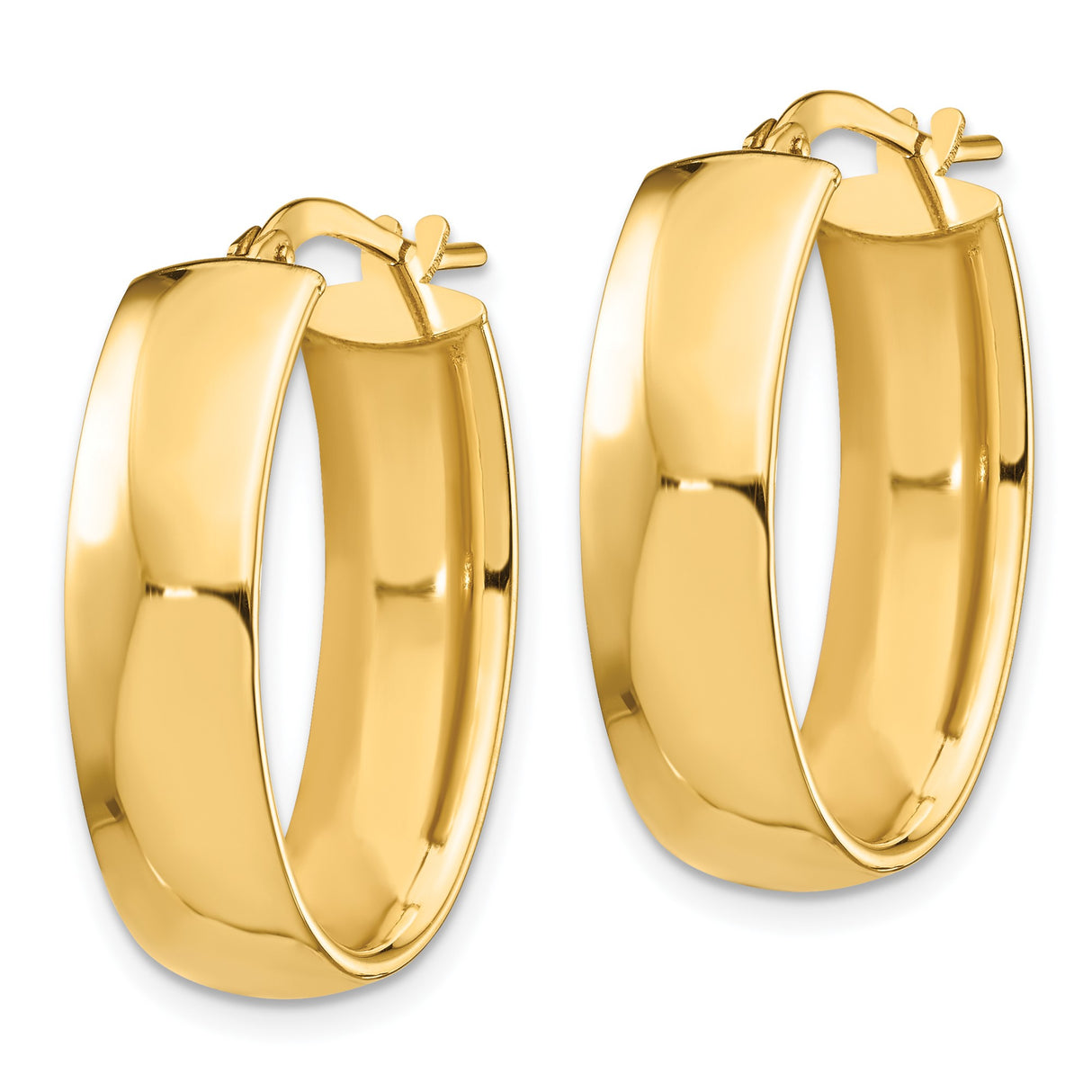 14k Yellow Gold Oval Hoop Earrings, Clip Back, High Polish, Lightweight Minimalist Design
