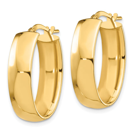 14k Yellow Gold Oval Hoop Earrings, Clip Back, High Polish, Lightweight Minimalist Design