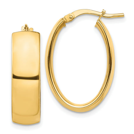 14k Yellow Gold Oval Hoop Earrings, Clip Back, High Polish, Lightweight Minimalist Design