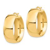 14k Yellow Gold Hoop Earrings, High-Polish Wide Hoops with Hinged Closure, Minimalist Design for Women