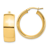 14k Yellow Gold Hoop Earrings, High-Polish Wide Hoops with Hinged Closure, Minimalist Design for Women