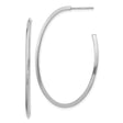 14k White Gold Oval Hoop Earrings, Sleek Polished Lightweight Minimalist Design for Women