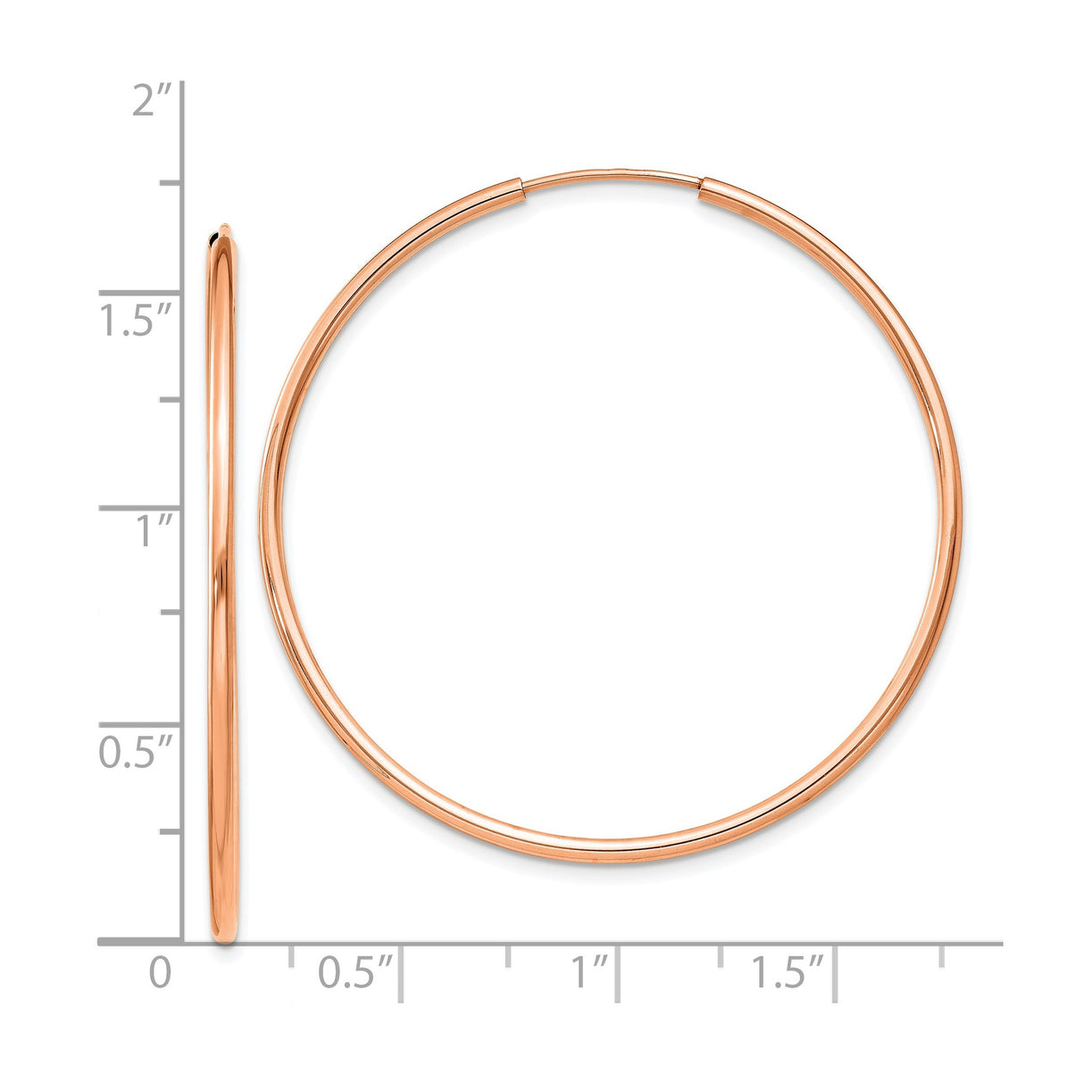 14k Rose Gold Hoop Earrings, Large Lightweight Polished Round Hoops, Minimalist Modern Design