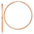 14k Rose Gold Hoop Earrings, Large Lightweight Polished Round Hoops, Minimalist Modern Design