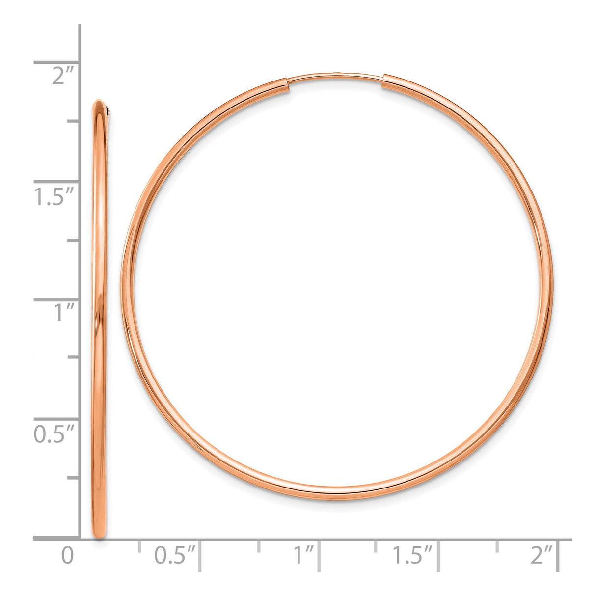 14k Rose Gold Hoop Earrings, Large Thin Minimalist Hoops, Lightweight Modern Jewelry