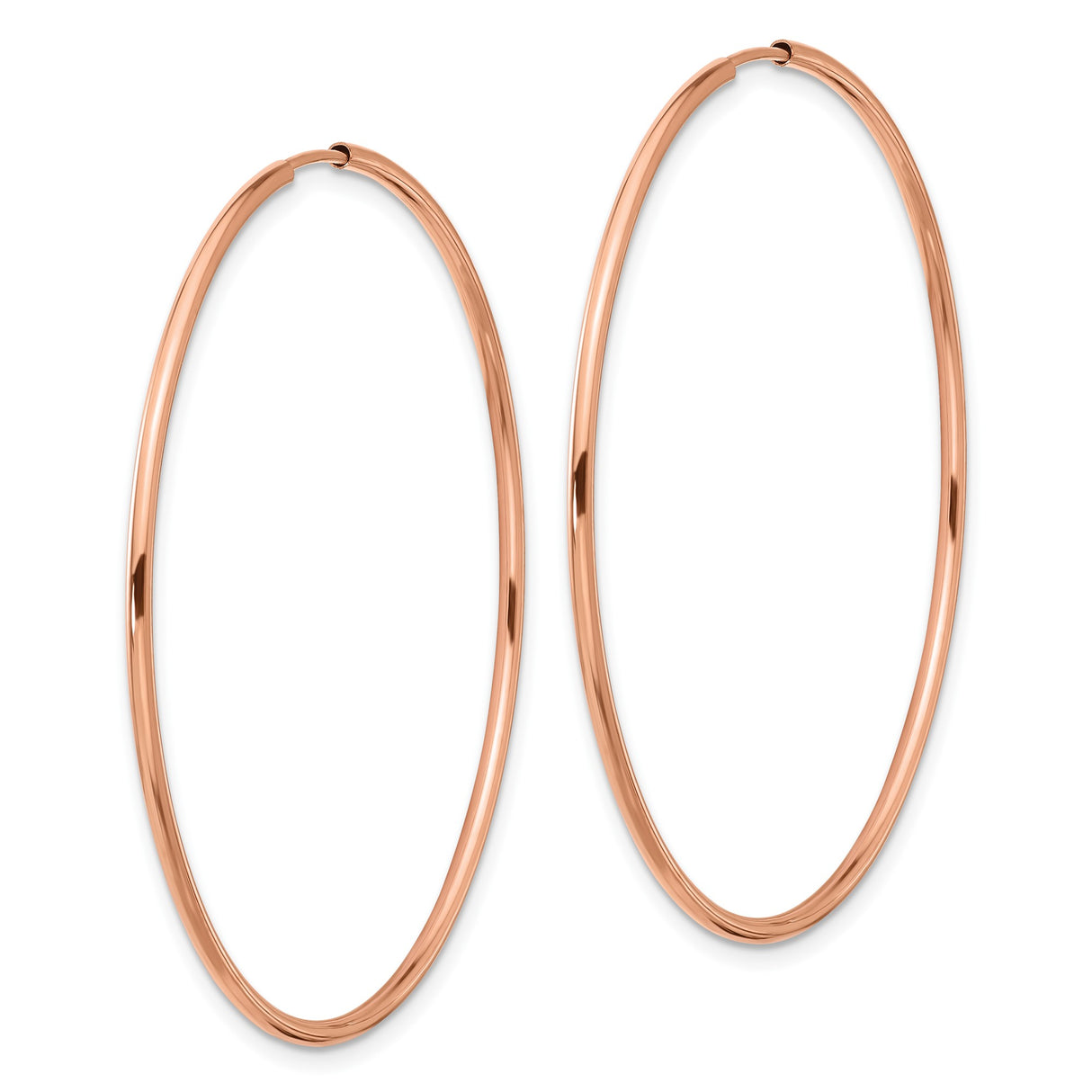 14k Rose Gold Hoop Earrings, Thin Round Minimalist Lightweight Polished Style for Women