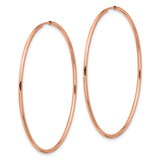 14k Rose Gold Hoop Earrings, Thin Round Minimalist Lightweight Polished Style for Women