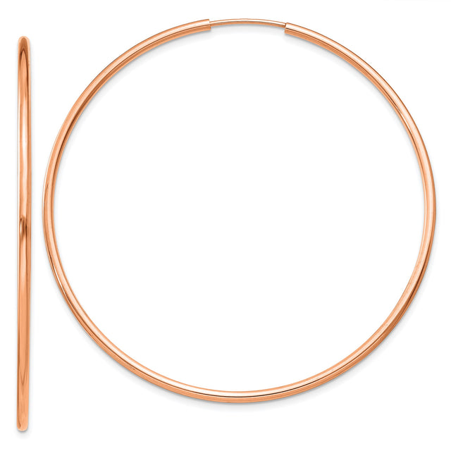 14k Rose Gold Hoop Earrings, Thin Round Minimalist Lightweight Polished Style for Women
