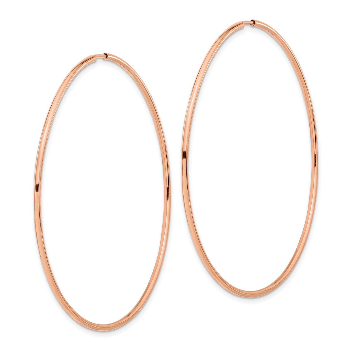14k Rose Gold Hoop Earrings, Polished Finish, Sleek Minimalist Design for Women