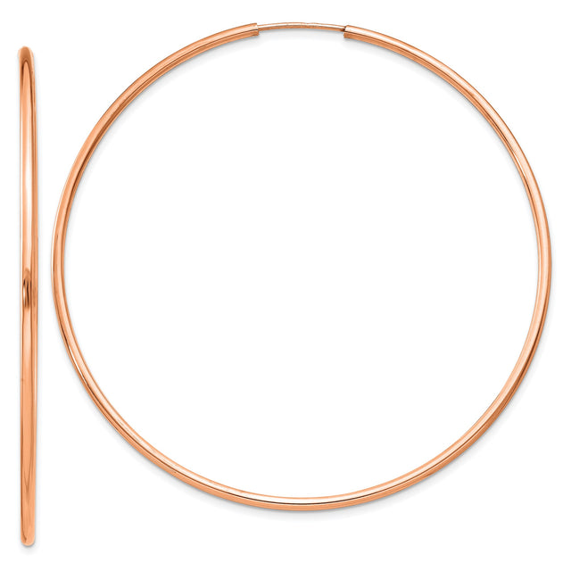 14k Rose Gold Hoop Earrings, Polished Finish, Sleek Minimalist Design for Women