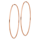 14k Rose Gold Hoop Earrings, Large Lightweight Round Hoops with Polished Finish, Minimalist Style
