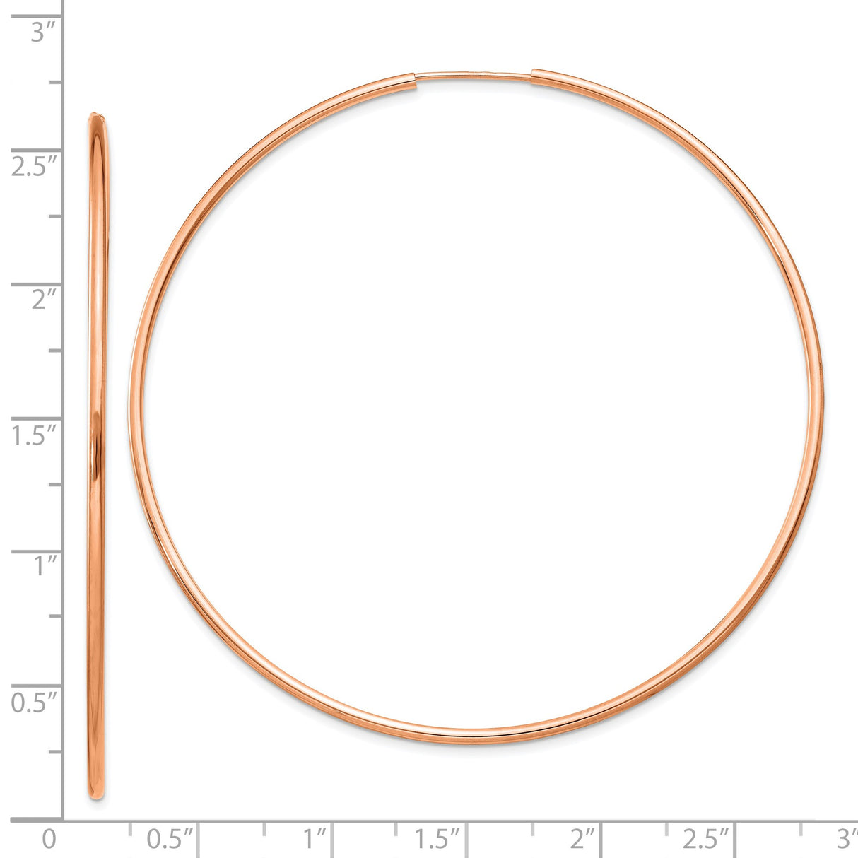 14k Rose Gold Hoop Earrings, Large Lightweight Round Hoops with Polished Finish, Minimalist Style