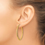 14k Yellow Gold Hoop Earrings, Diamond-Cut Twisted Design, High-Polish Finish
