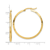 14k Yellow Gold Hoop Earrings, Diamond Cut Starburst Pattern, Lightweight Textured Design