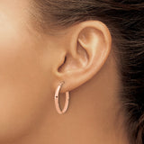14k Rose Gold Hoop Earrings, Classic Round Minimalist Design, Polished Lightweight Jewelry