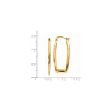 14k Yellow Gold Rectangle Tube Hoop Earrings, Polished Lightweight Geometric Design