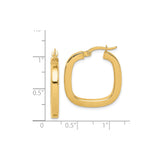 14k Yellow Gold Square Hoop Earrings, Lightweight Tube Design, Modern Minimalist Style for Women