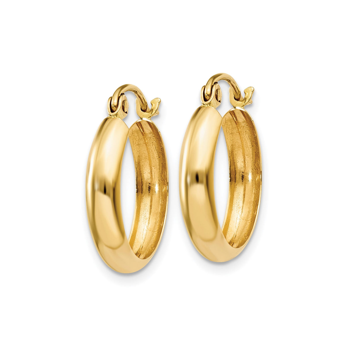 14k Yellow Gold Hoop Earrings, Polished Finish, Latch-Back Closure, Minimalist Style for Women